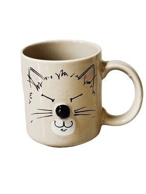 Mount Clemens Pottery Fox Face Mug Beige Ceramic Coffee Cup